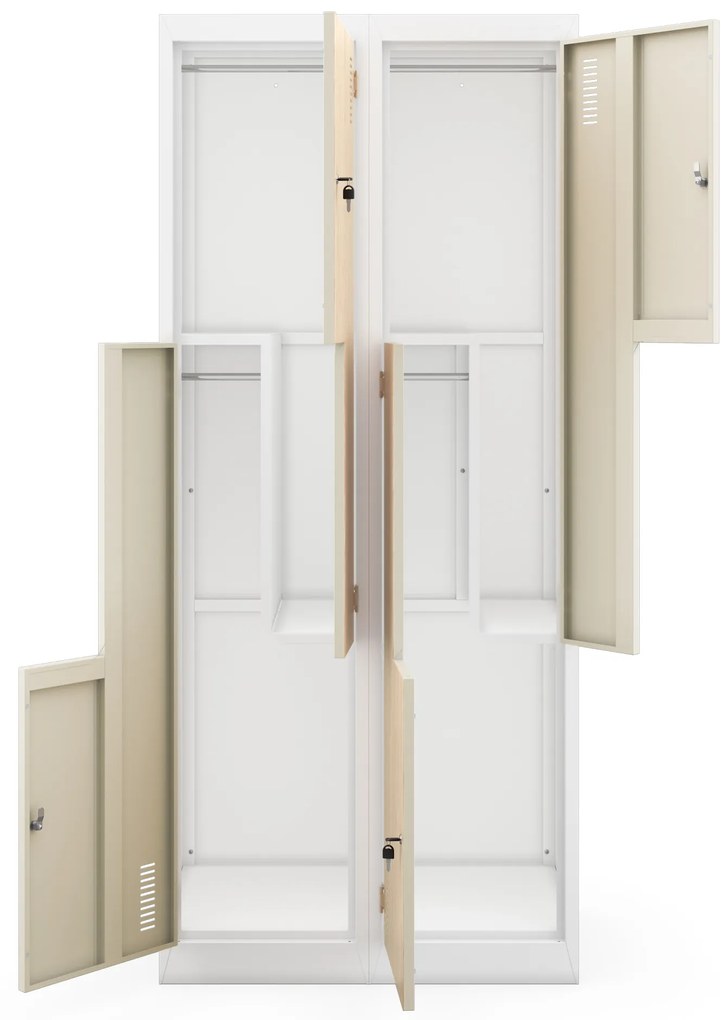 Fém öltözőszekrény JULIA, 800 x 1850 x 450 mm, Eco Design: fehér/sonoma tölgy