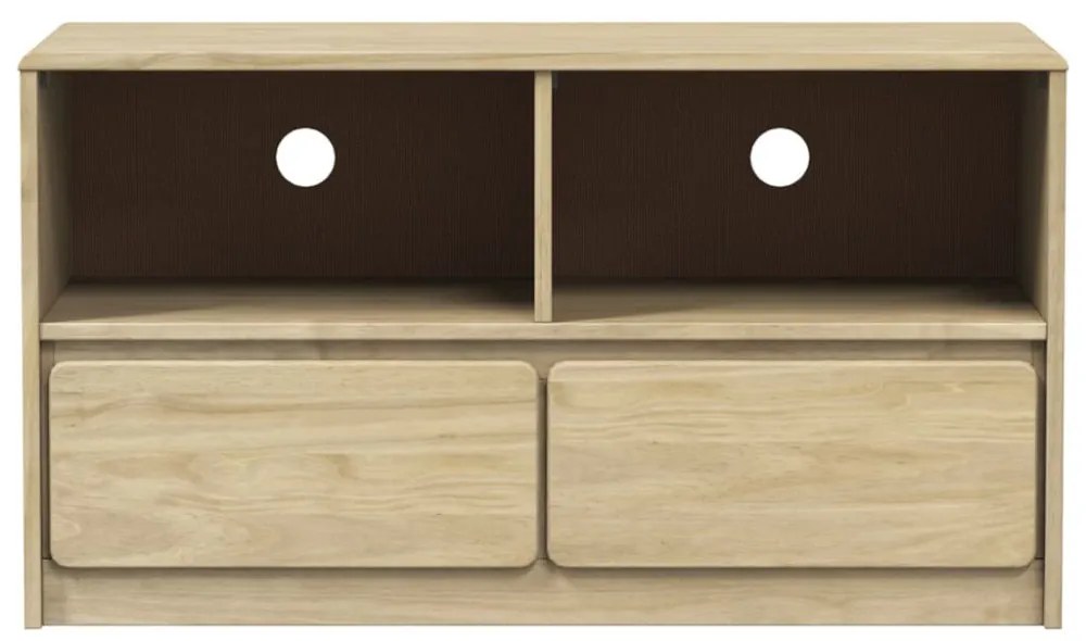 SAUDA tölgyszínű tömör fenyőfa TV-szekrény 99 x 43 x 55 cm