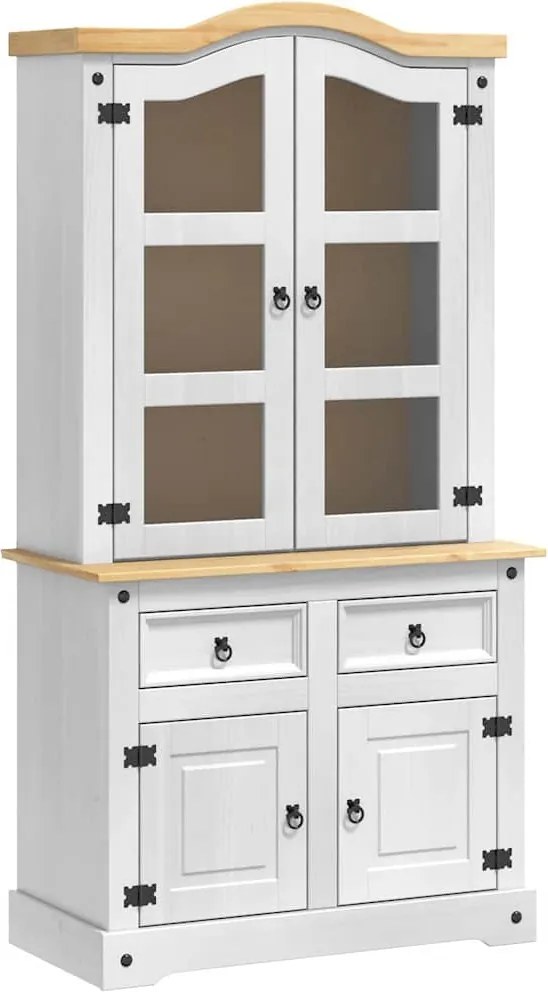 vidaXL Széf fiókkal Corona Fehér 100 x 48,5 x 179 cm Tömör fenyőfa