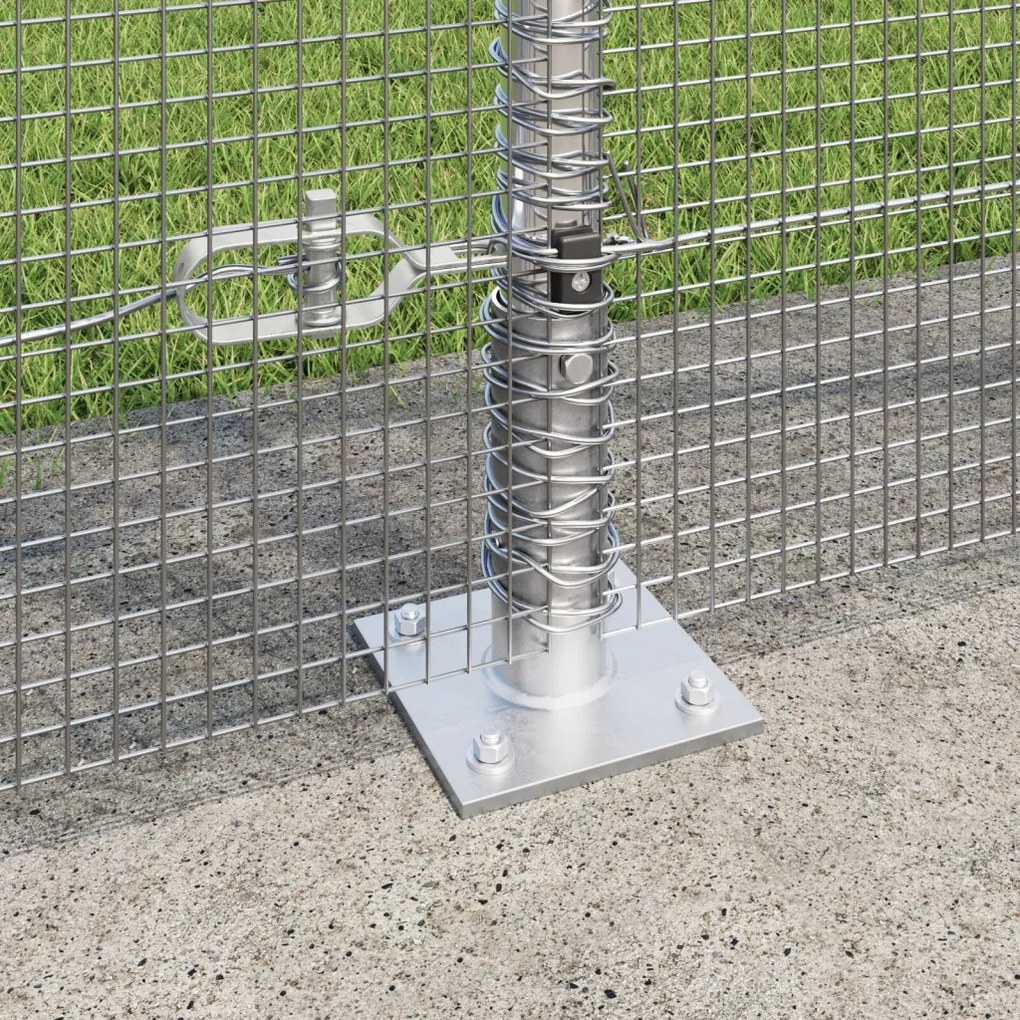 Horganyzott Hálós Kerítés 7 Felfogató Oszloppal 1.5x10 m Horganyzott Acél