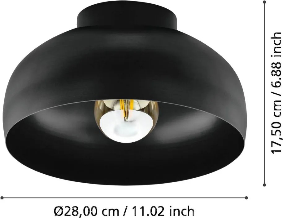 EGLO 900553 MOGANO 2 Loft Mennyezeti Lámpa Fekete E27 IP20