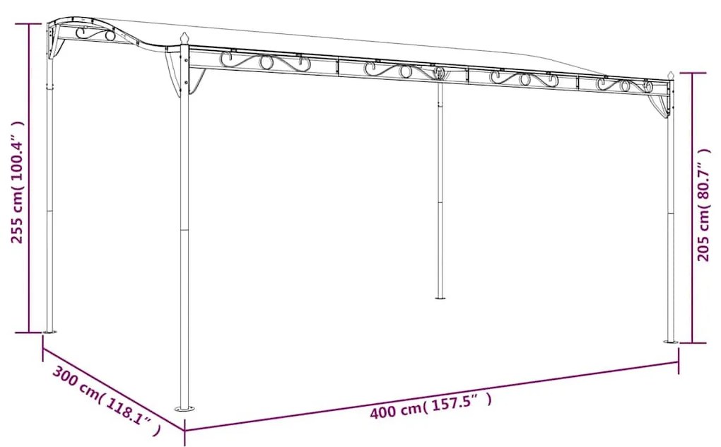 antracitszürke szövet és acél pavilon 4 x 3 m 180 g/m²