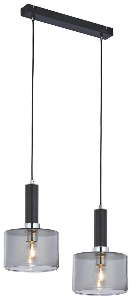 Jupiter 1859 - VA2 - Csillár zsinóron VANES 2xE27/60W/230V ezüst/fekete