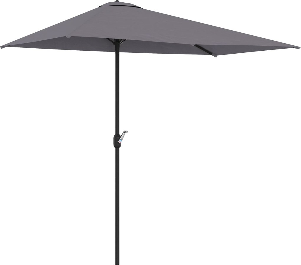 Outsunny Félárnyékoló Napernyő 230cm x 130cm x 245cm Falra Szerelhető Őszi Napernyő Kézi Kurblival UV Védelemmel, Vízálló Szürke | Aosom