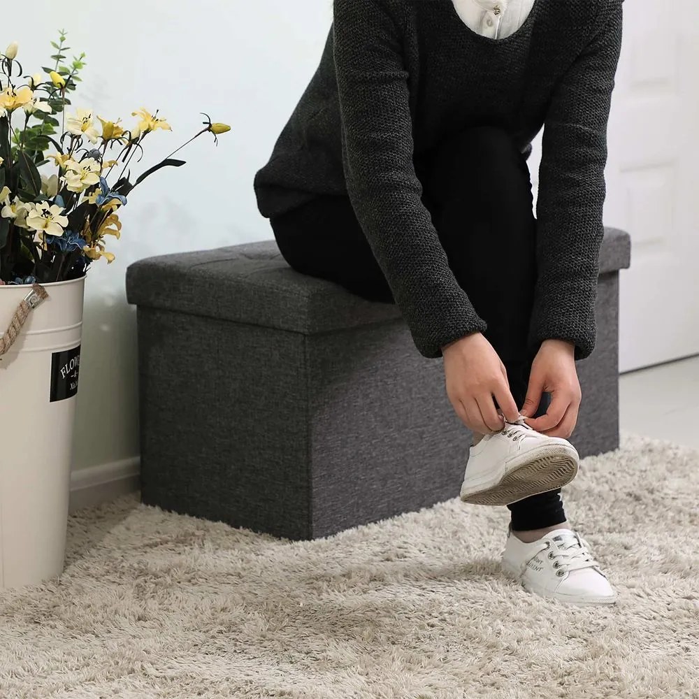 OTO tárolós puff, 76x38x38cm, antracit SongmicsHome