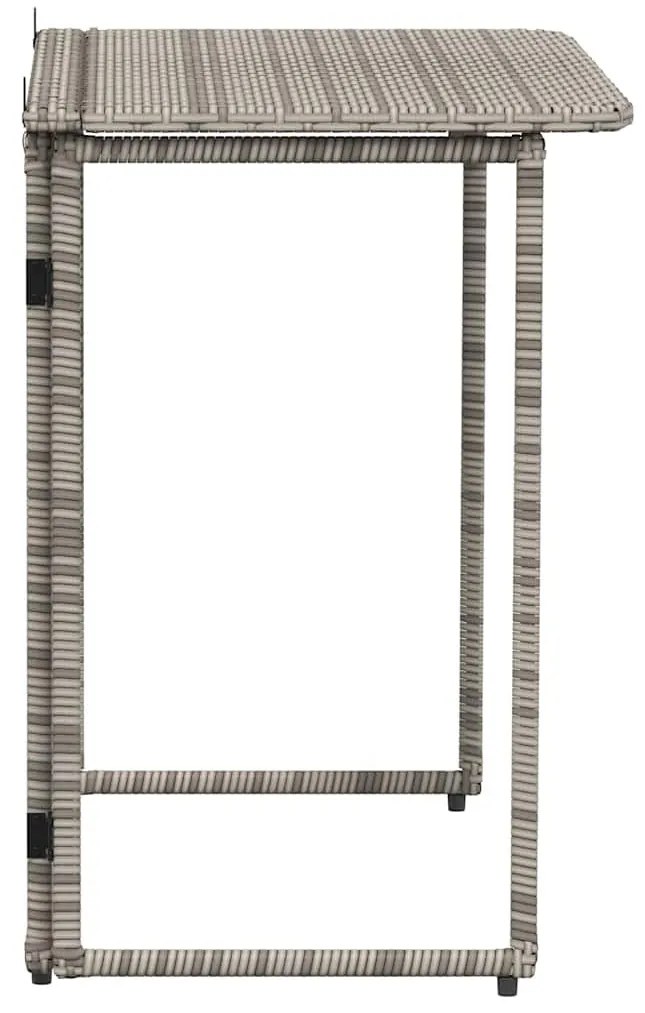 szürke polyrattan összecsukható kerti asztal 90x51x75 cm