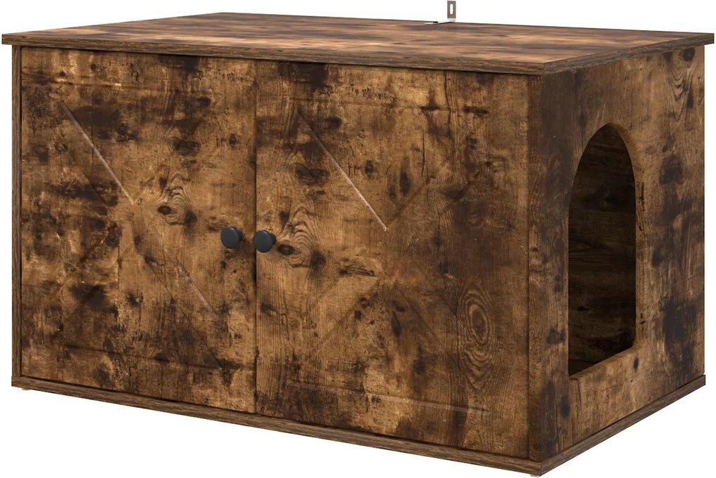 vidaXL Macska Ház Füstölt tölgy 85 x 55 x 50 cm Faanyag