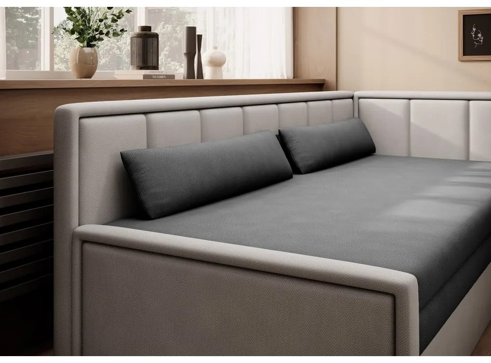 Szürke zsenília kinyitható-tárolóhelyes kanapé 214 cm Fulgeo – ELTAP