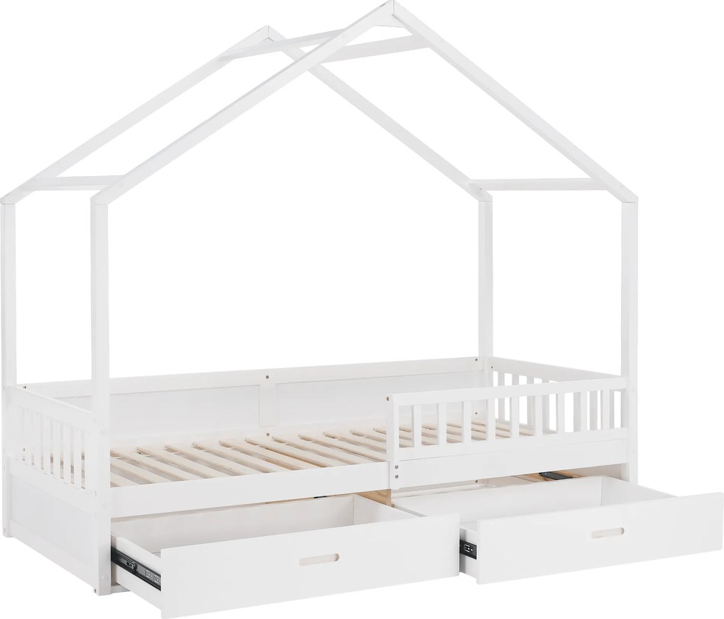 Montessori ágy, 90x200, fehér, tömör, BIANKA