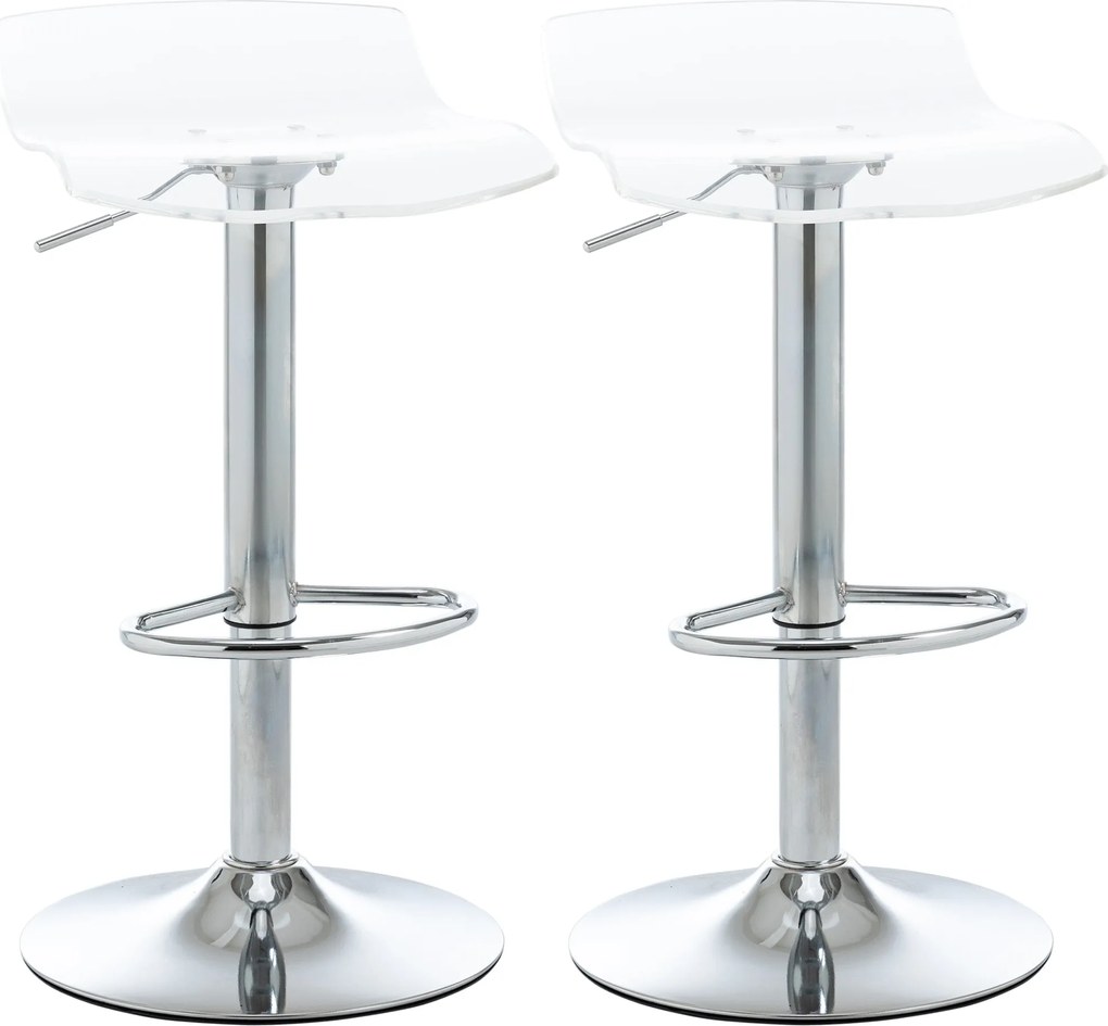 HOMCOM 2 db-os modern dizájnú bárszék akrílszékkel és fémbázissal - 360° forgatható - állítható magasságú lábtartóval - átlátszó | Aosom