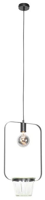 Modern függőlámpa fekete üveggel, téglalap alakú - Roslini