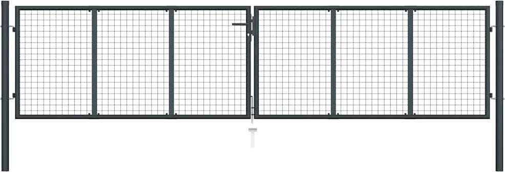 vidaXL szürke horganyzott acél hálós kerti kapu 400 x 100 cm
