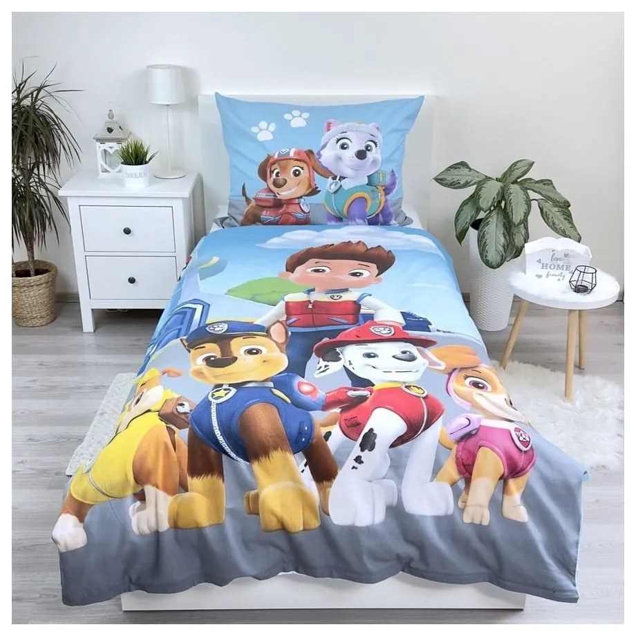 Kék egyszemélyes pamut gyerek ágyneműhuzat 140x200 cm Paw Patrol – Jerry Fabrics