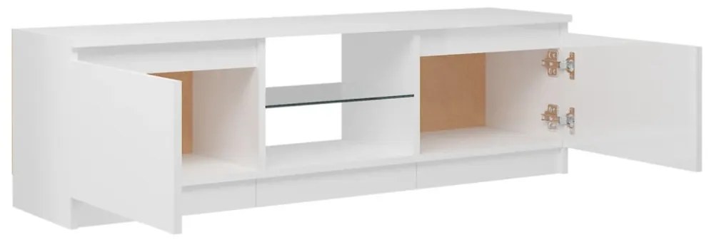 magasfényű fehér TV-szekrény LED lámpákkal 120 x 30 x 35,5 cm