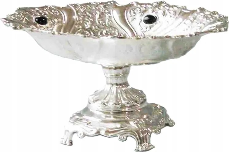 Patera fém ezüst plattírozott tál dekoratív lábbal