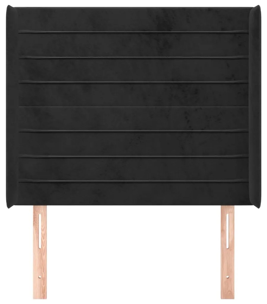 fekete bársony fejtámla szárnyakkal 93x16x118/128 cm