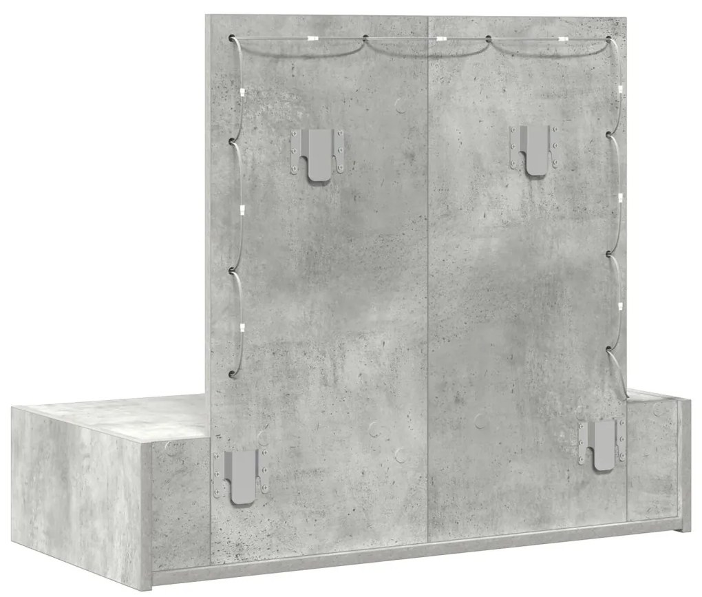 vidaXL Öltözködőasztal tükör lámpákkal Szürke 83 x 40 x 70 cm Faanyag