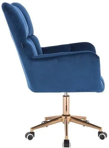 HR650K Tengerkék modern velúr szék arany lábbal