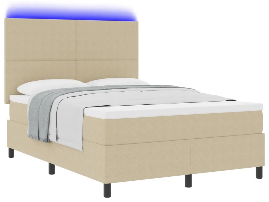 Box Spring Ágy matraccal és LED világítással Zöld Szürke 140x200 cm Bársony Szövet