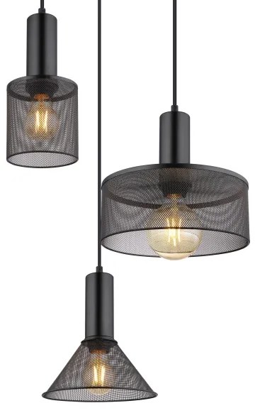 Globo 15648-3H - Csillár zsinóron JEDD 3xE27/60W/230V fekete