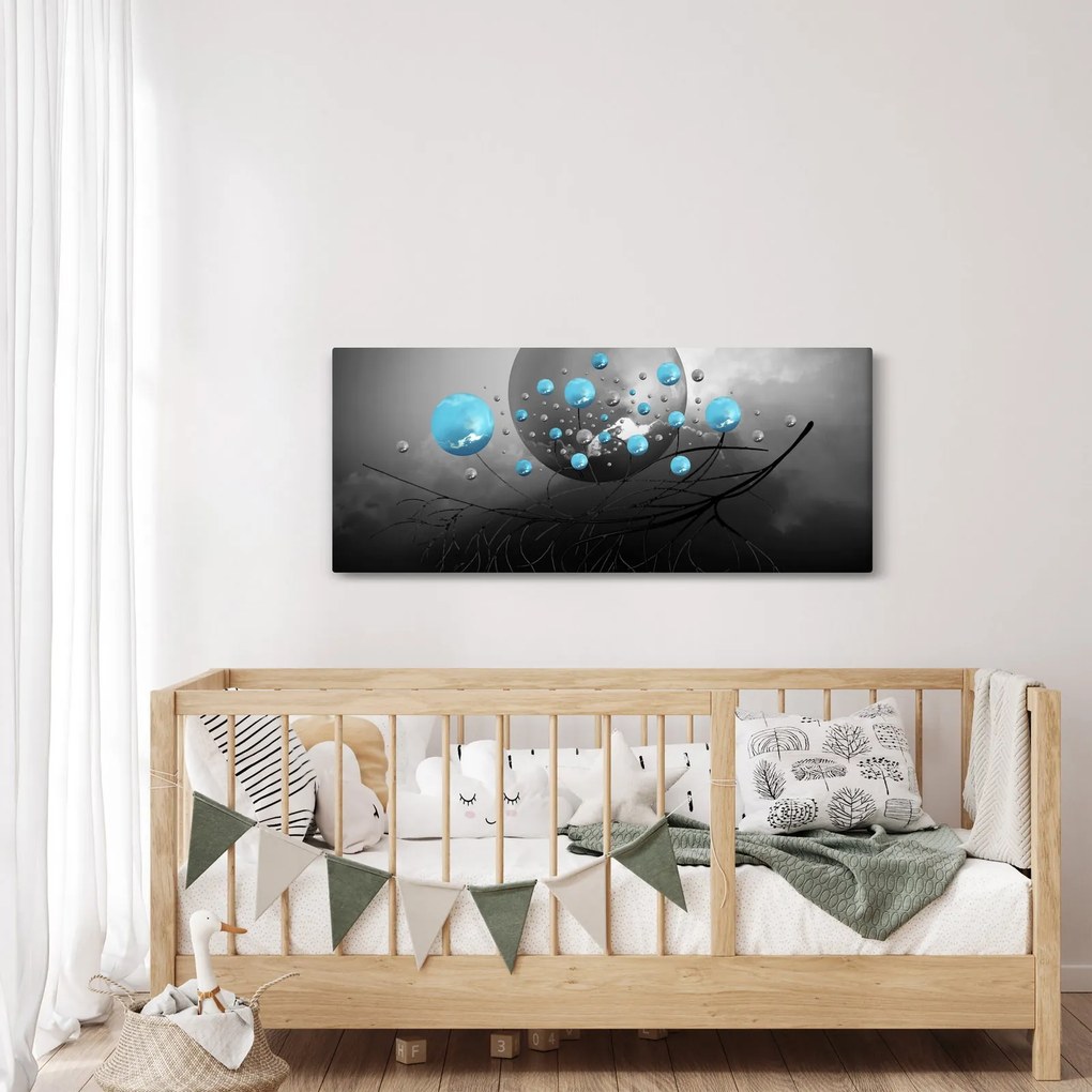 Kép- világos kék absztrakt gömbök (120x50 cm)