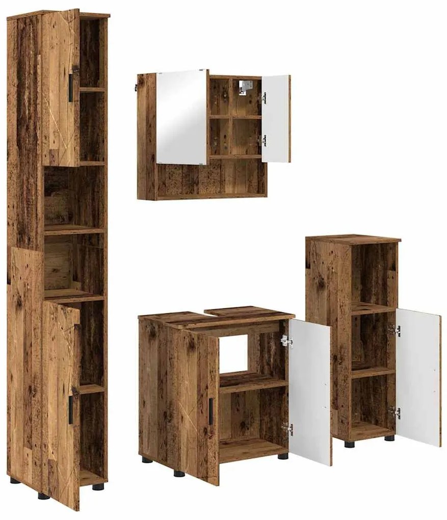 Fürdőszoba bútor szett 4 pcs Régi fa 61 x 35 x 64 cm Faanyag