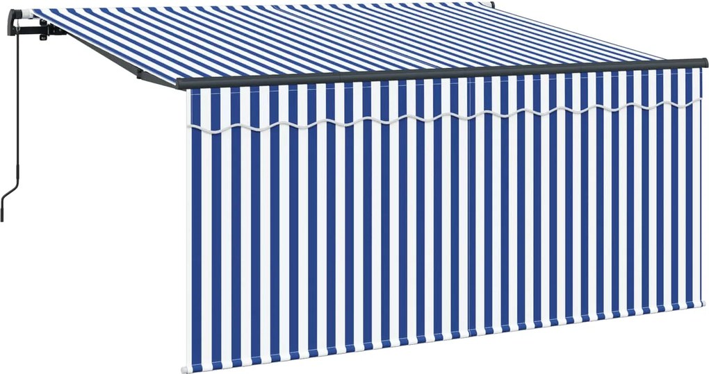 vidaXL Behúzható napellenző Kék és Fehér 300 x 200 cm