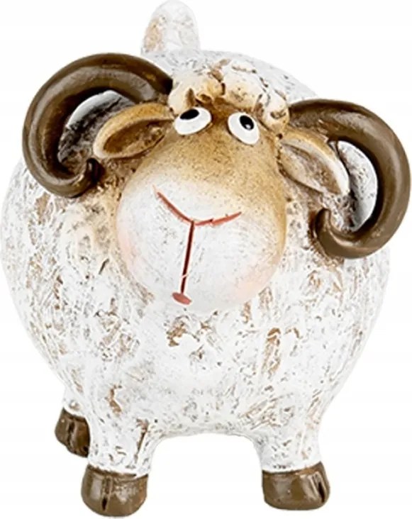 Húsvéti dekoráció fehér bárány kivájt szemekkel 9x7x8 cm