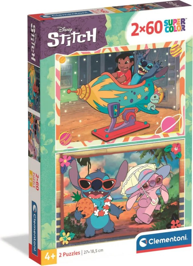 Disney Lilo és Stitch, A csillagkutya Galactic Vacation 2x60 db-os puzzle Clementoni