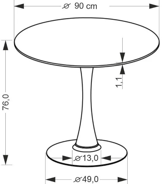 Tolio kör étkezőasztal 90 cm