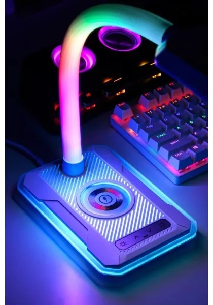 Immax 08989L - LED RGBW Dimmelhető asztali lámpa Qi töltővel 30W/230V fekete