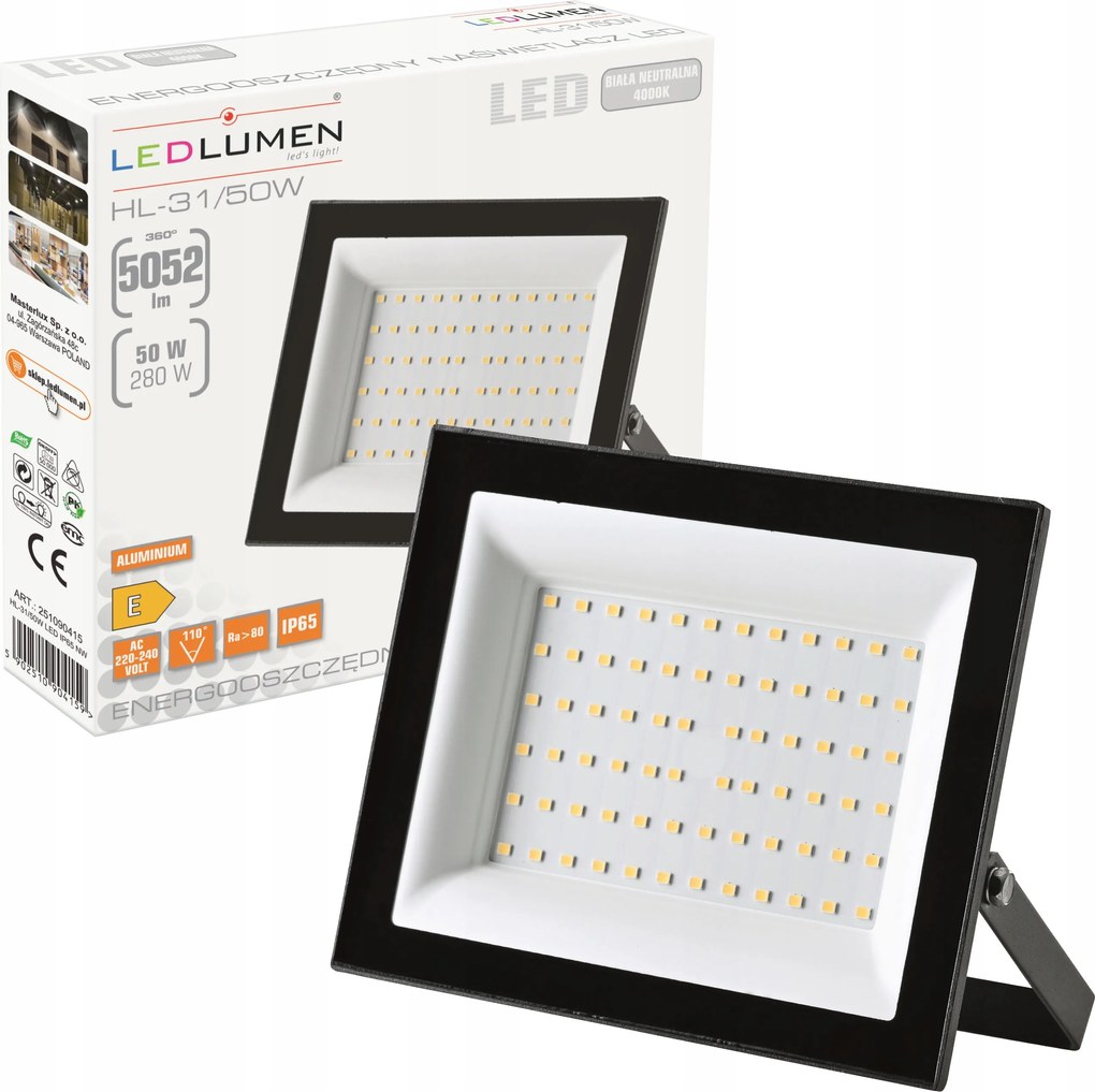 Led fényvető 50W Kültéri IP65 4000K 5052lm Halogén lámpa Reflektor