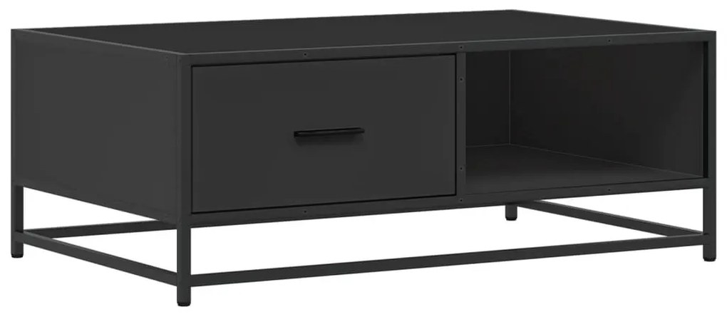Fekete szerelt fa és fém dohányzóasztal 90 x 57 x 35 cm