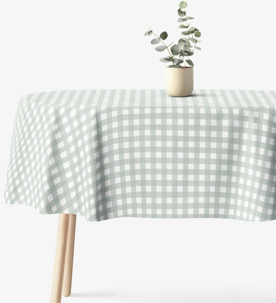 Goldea ovális pamut terítő - zsálya színű kockás 120 x 200 cm