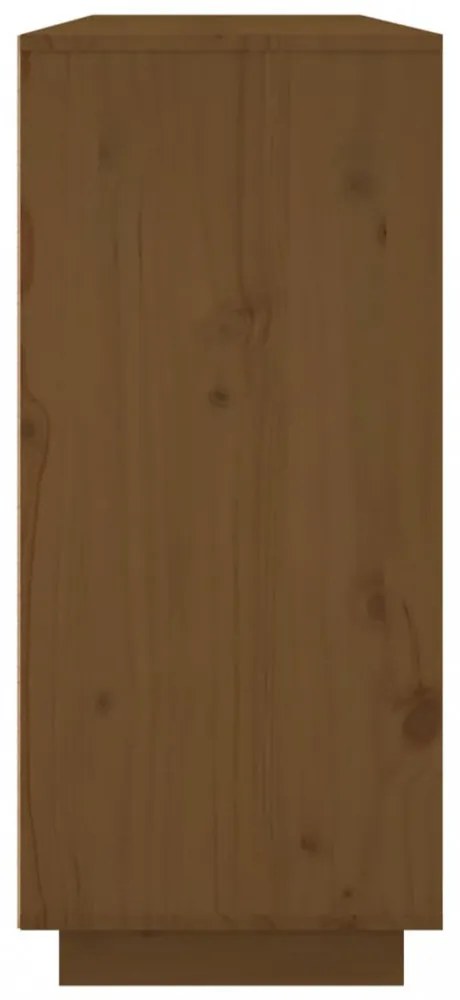 mézbarna tömör fenyőfa tálalószekrény 120x35x80 cm