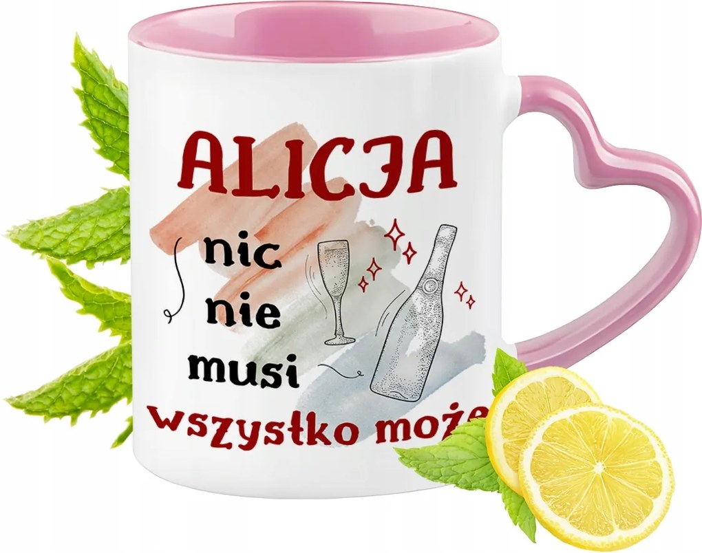 Alice bögre Rózsaszín, szív alakú füllel Kávé ajándék