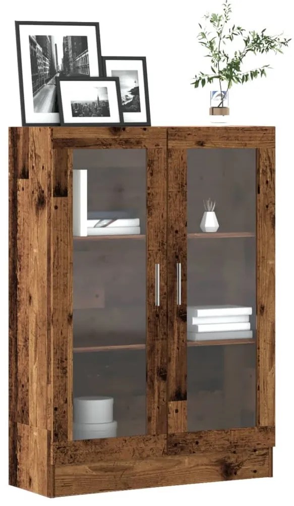antik fa színű szerelt fa könyvszekrény 82,5 x 30,5 x 115 cm