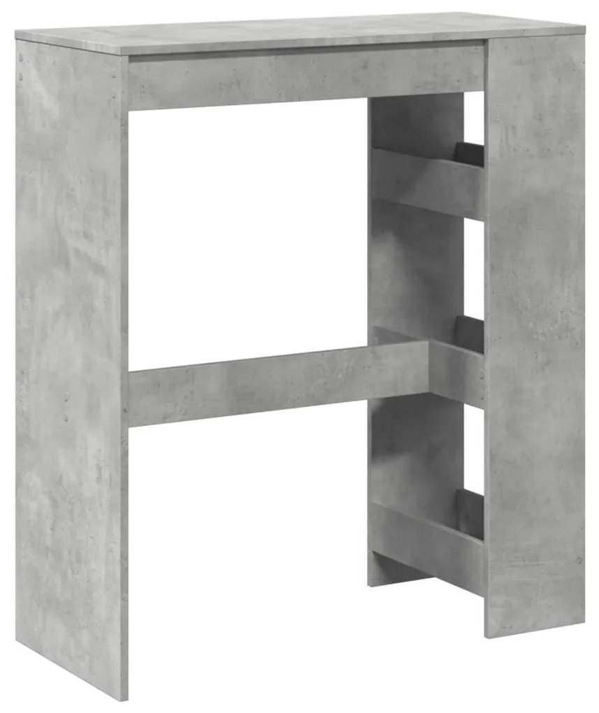 betonszürke szerelt fa tárolórekeszes bárasztal 90x40x103,5 cm