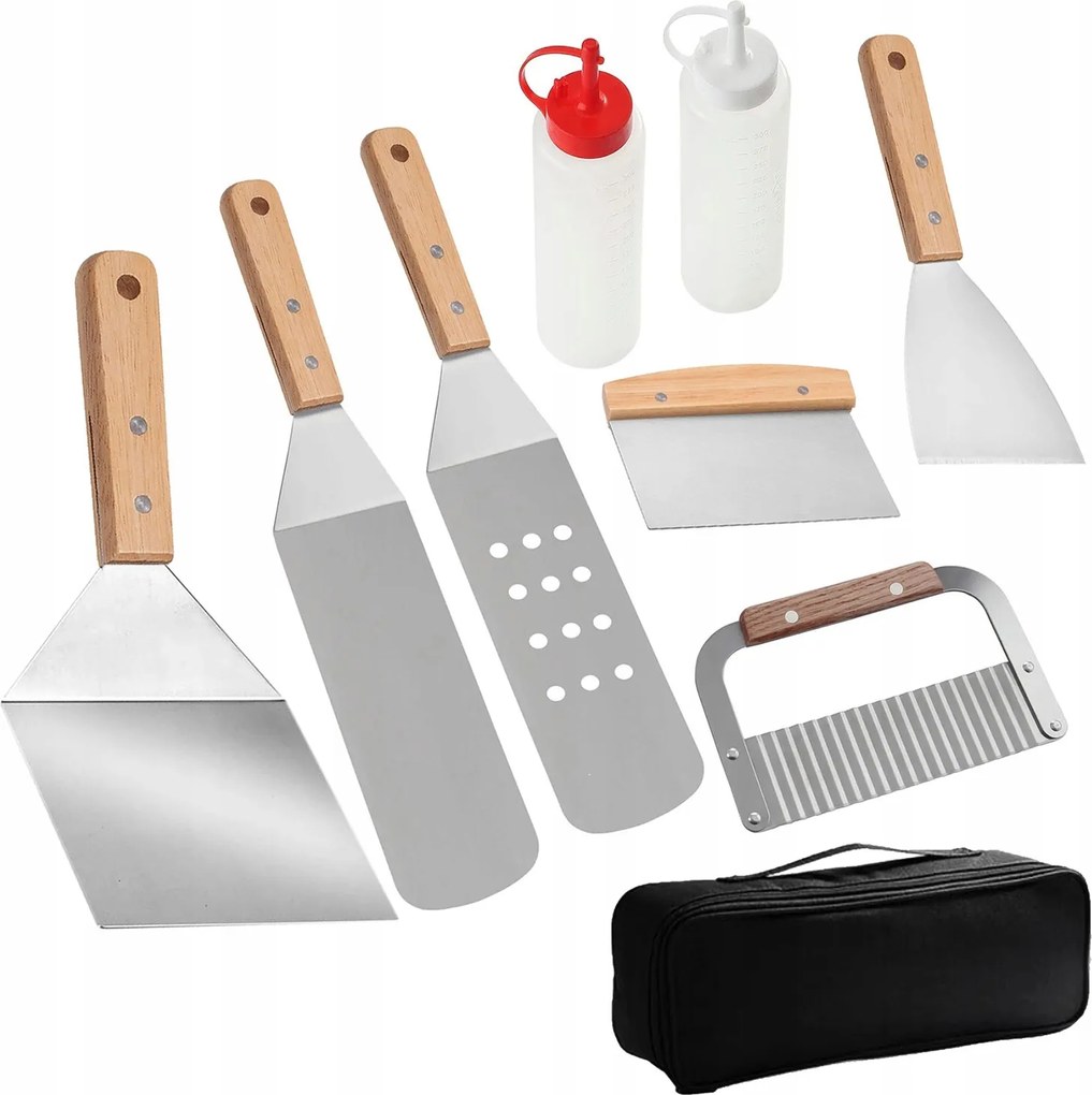 Grillező szett Tartozékok Szerszámok Rozsdamentes acél 8db-os