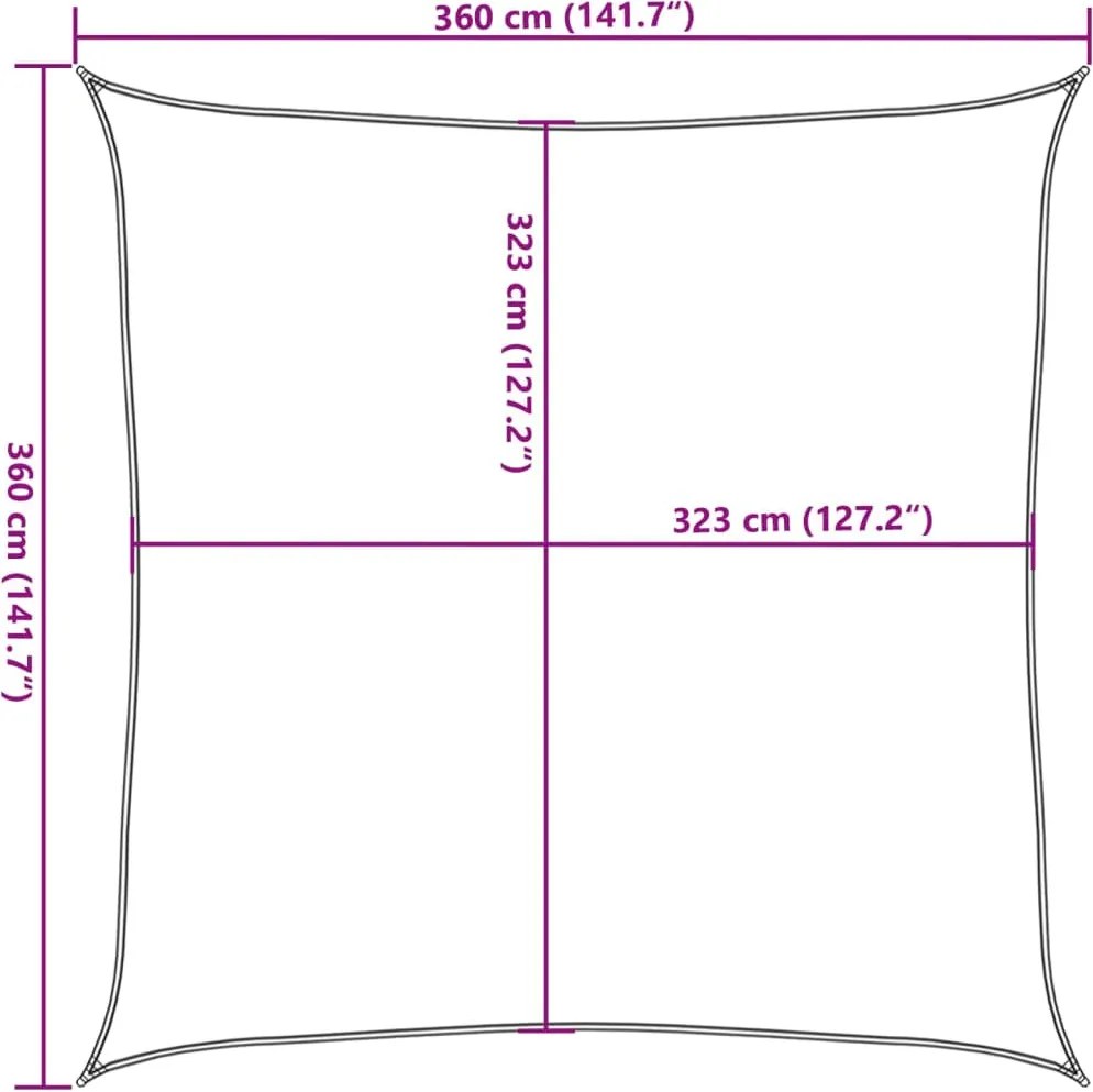 Homokszínű 100% poliészter oxford szövet napvitorla 3,6x3,6 m