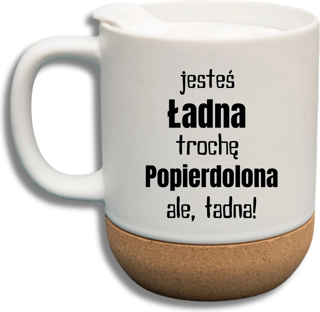 Fehér Bögre Fedéllel És Parafa Aljjal Ajándék