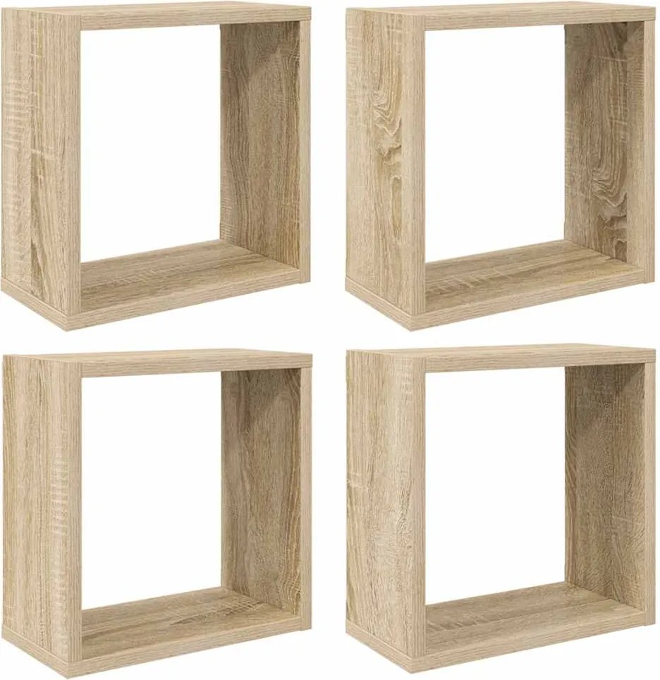 vidaXL 4 db sonoma-tölgyszínű fali kockapolc 30 x 15 x 30 cm