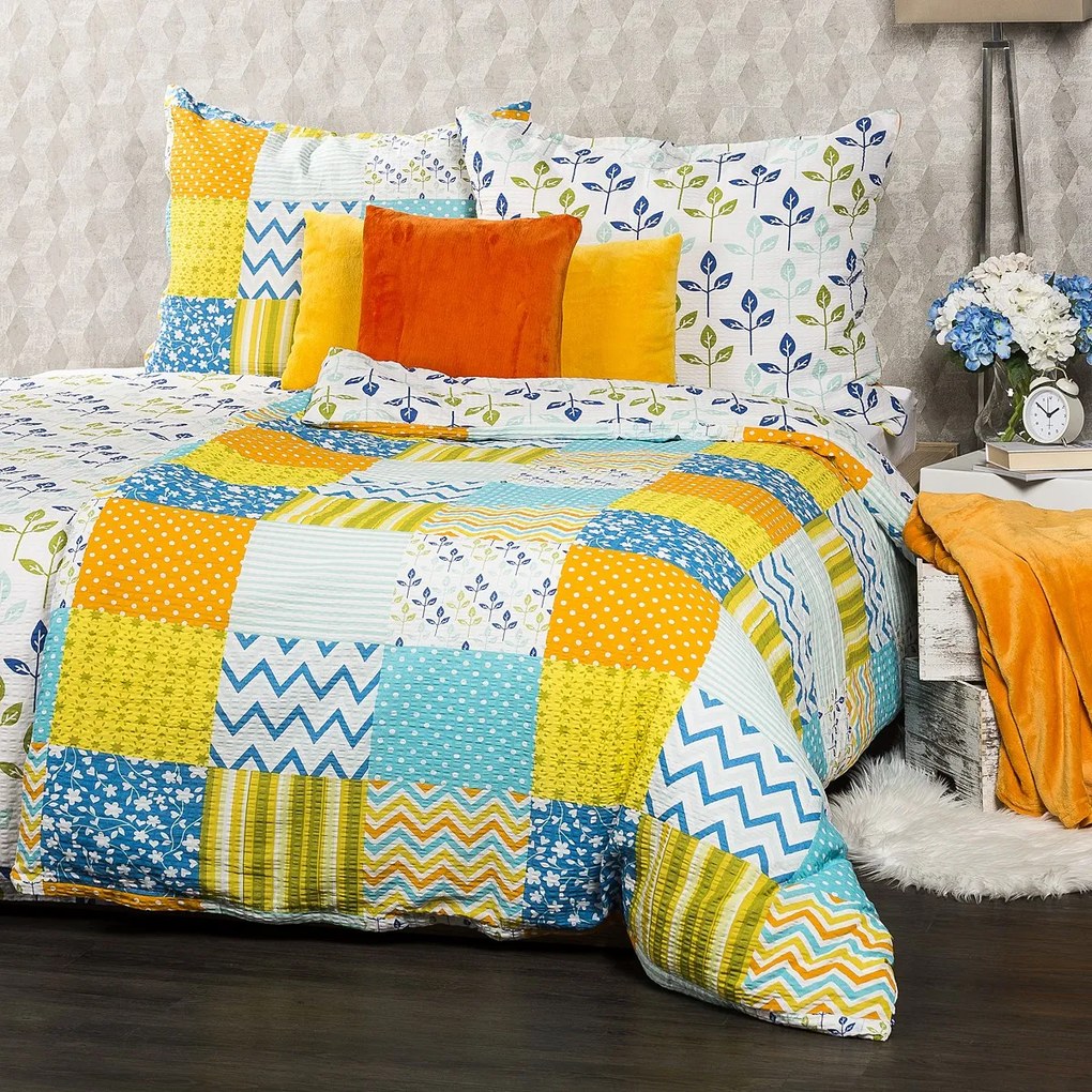4Home Patchwork blue krepp ágyneműhuzat, 140 x 200 cm, 70 x 90 cm
