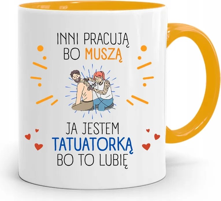 Tetoválóknak Tetováló Bögre Sárga Ajándék fényképes nyomtatással