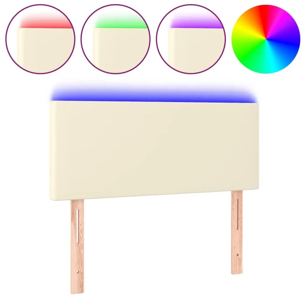 krémszínű műbőr LED-es fejtámla 100 x 5 x 78/88 cm