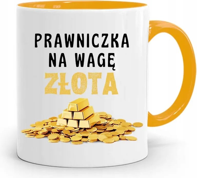 Sárga Ügyvéd Bögre Arany Mérleggel, fényképes nyomattal