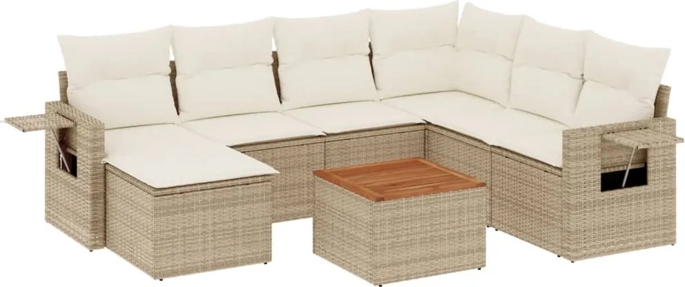 vidaXL 8 részes bézs polyrattan kerti ülőgarnitúra párnával