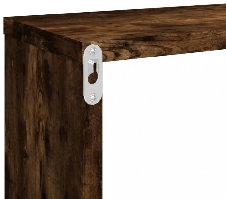 4 db füstös tölgy színű szerelt fa fali kockapolc 80x15x26,5 cm