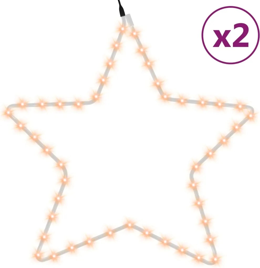vidaXL 2 db meleg fehér karácsonyi csillagok 48 LED-del 56 cm