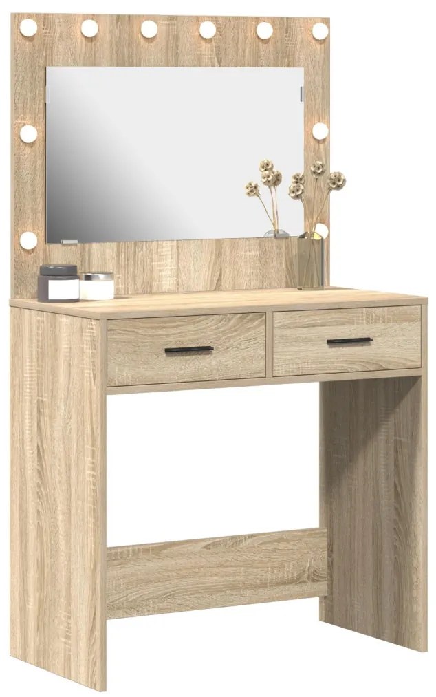 LED világítású öltözőasztal Sonoma tölgy 78.5 x 41 x 135 cm